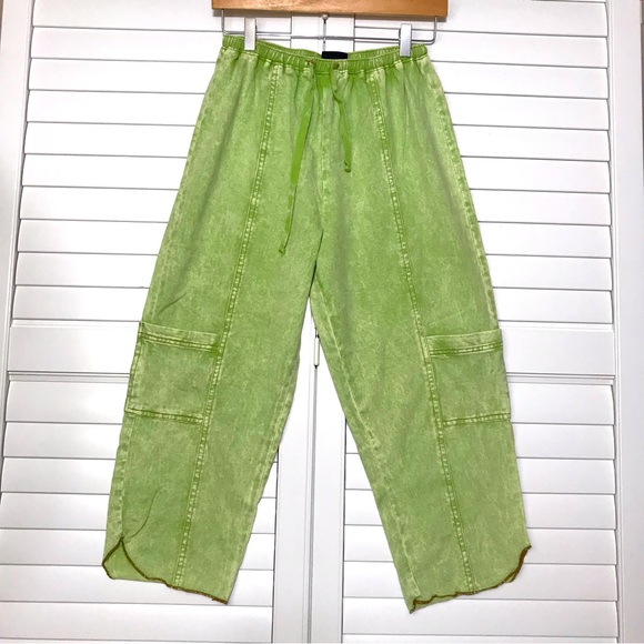Vintage Pants - Vintage 90s Produce Company Size Small Lime Green Crop Pants